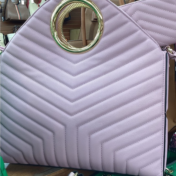 Handbags - Quilted Pink Shoulder Bag with Wallet